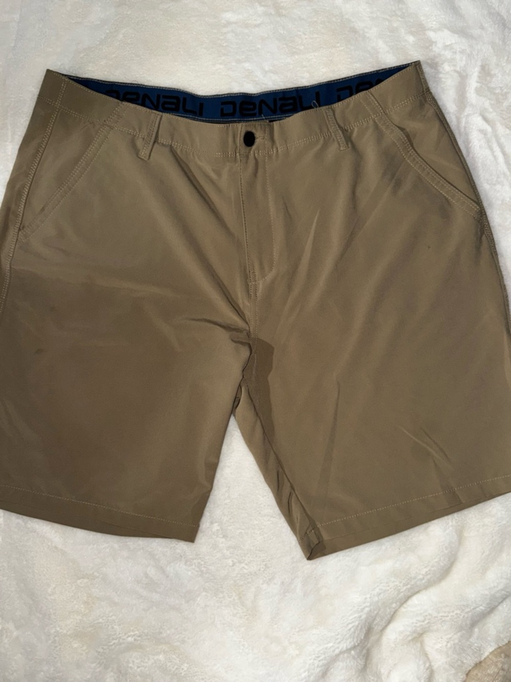 Denali Men's Flat-Front Performance Shorts in Tan